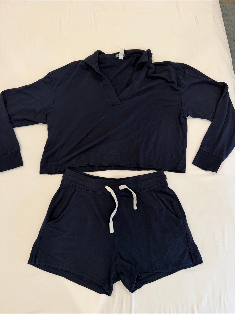SPLITS 59 Women’s Navy Lounge Set - Crop Top & Drawstring Shorts
